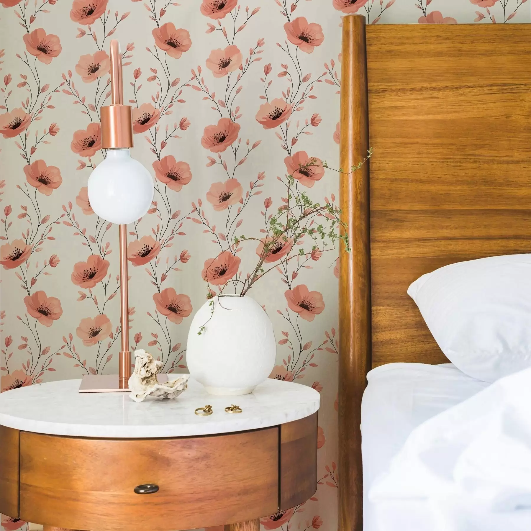 murales de pared Amapolas rosas en tallos a00083