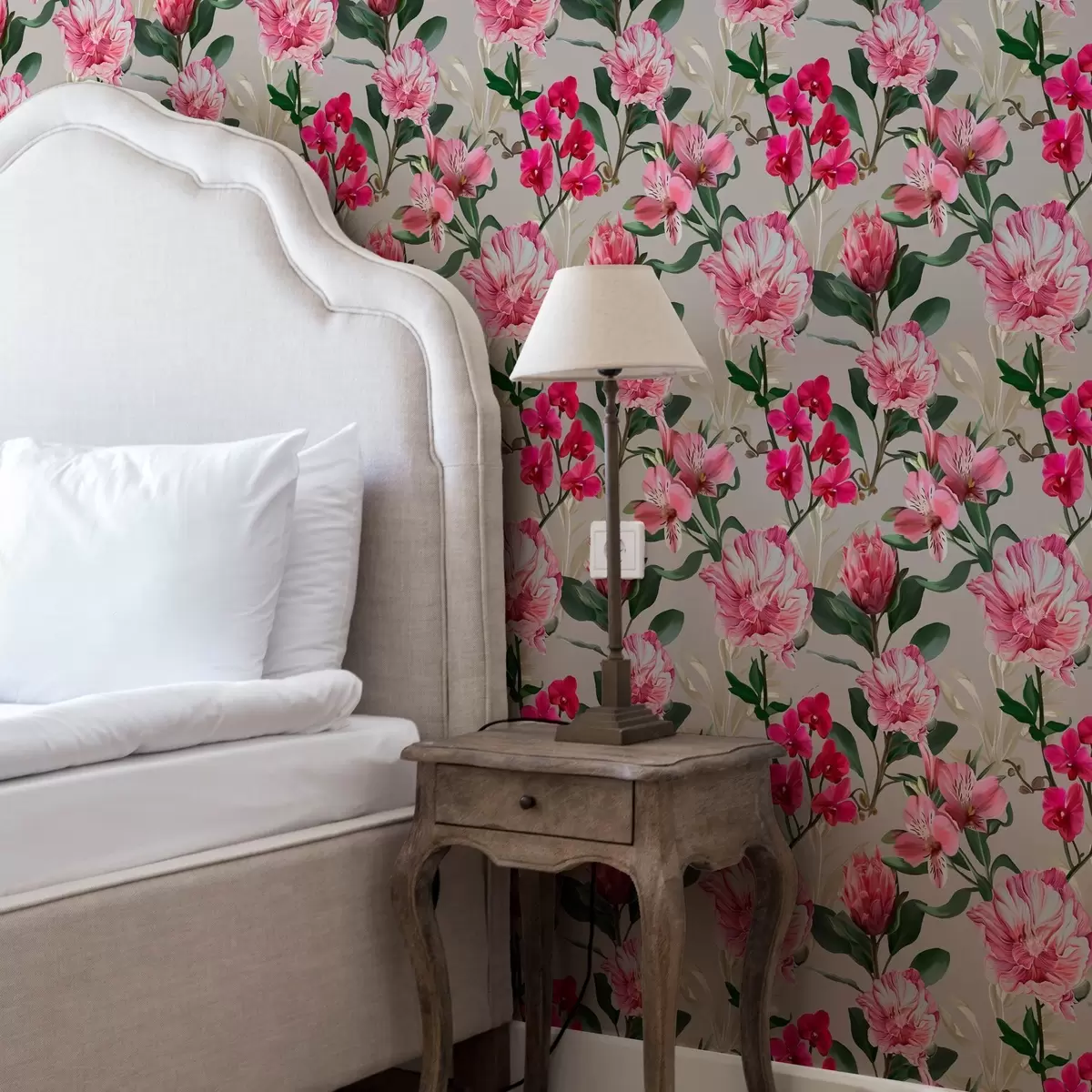 Papel pintado Delicadas flores rosas sobre fondo claro a00094