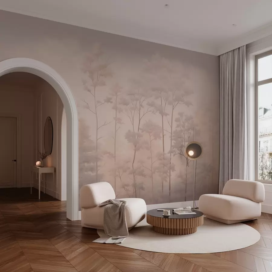 murales de pared Bosque de moda en suaves colores pastel w03525v1
