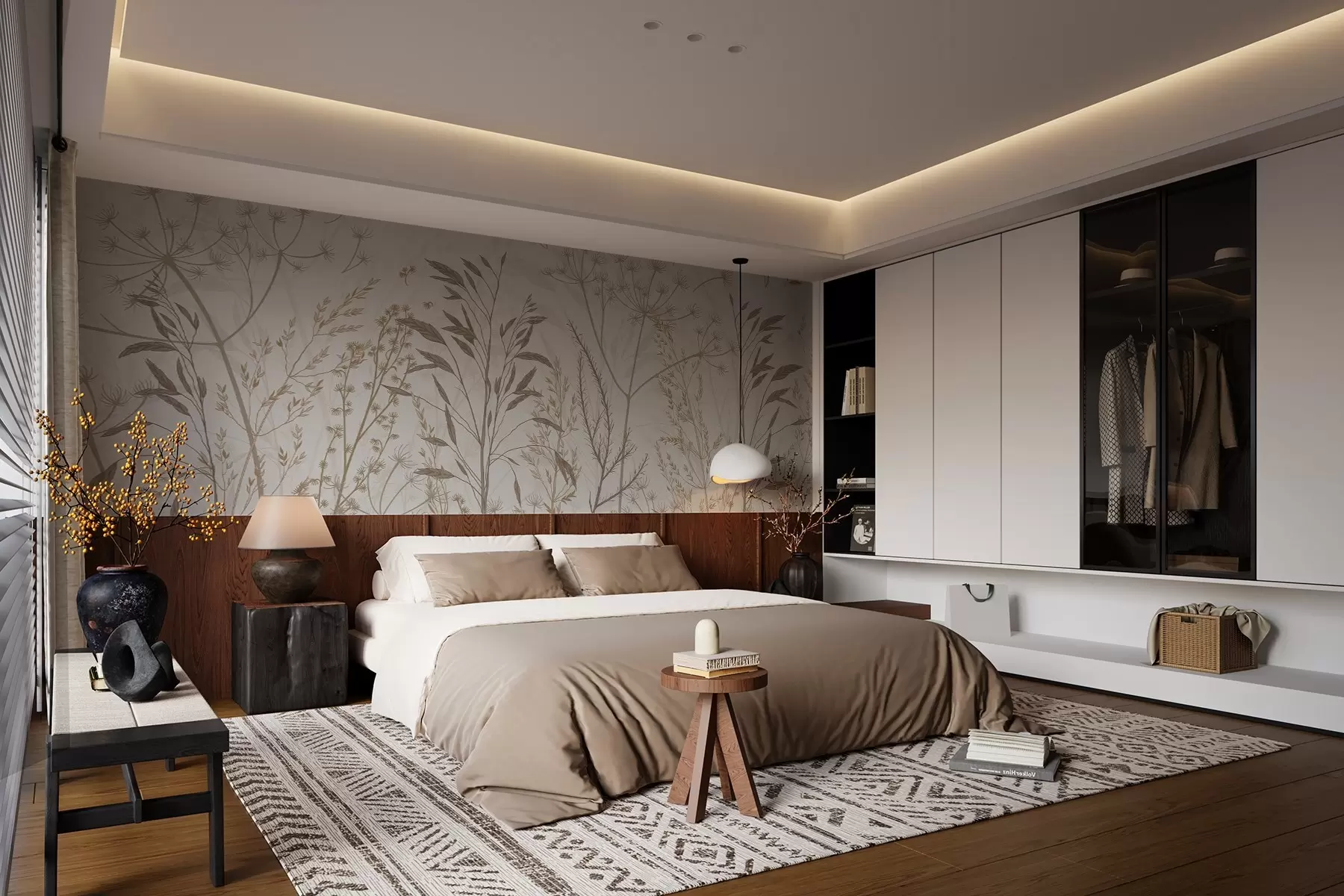 murales de pared Hierbas silvestres en suaves tonos naturales w03541v2