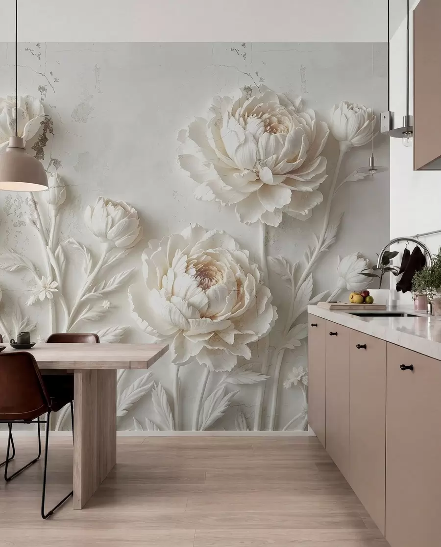 murales de pared Flores sobre fondo de hormigón estilo grunge w03553