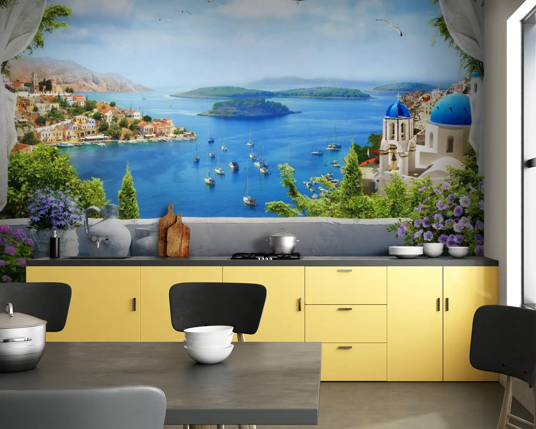 murales de pared Terraza con vista al mar u60161