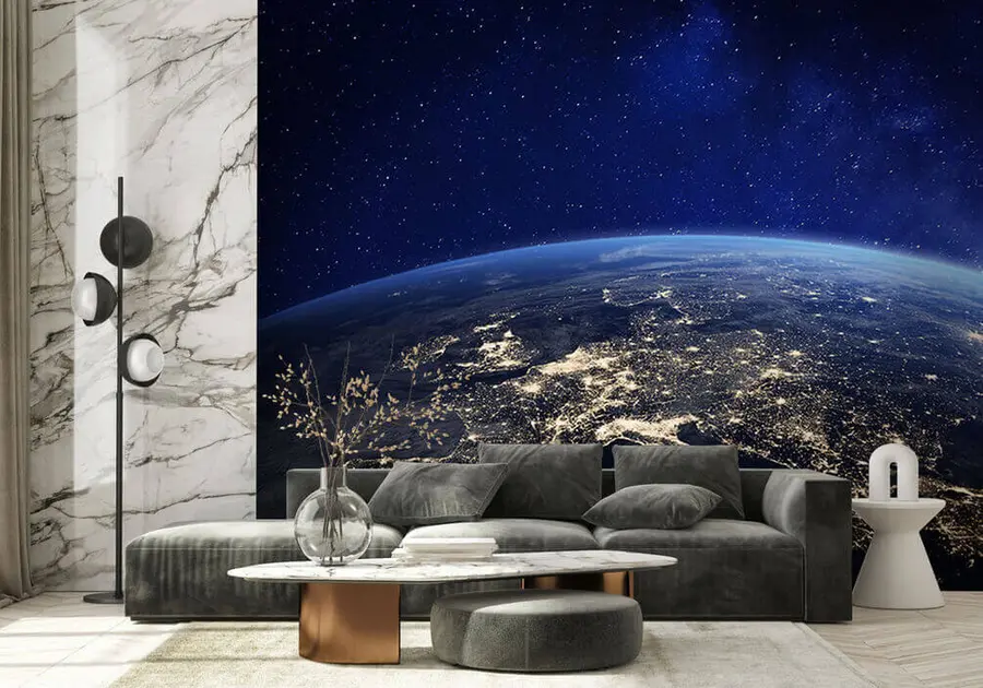 murales de pared Tierra nocturna, vista desde la estratosfera u62035