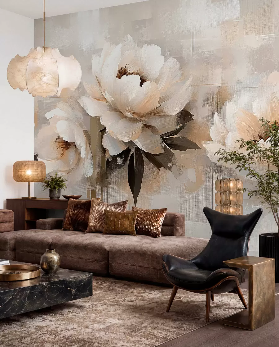murales de pared Peonias Vintage Abstractas Blancas w03581