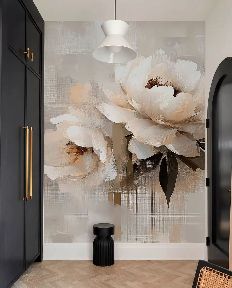 murales de pared Peonias Vintage Abstractas Blancas w03581