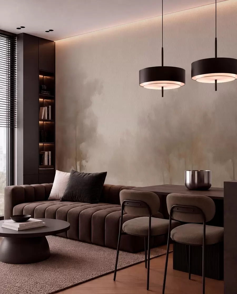 murales de pared Bosque abstracto con efecto sepia w03596