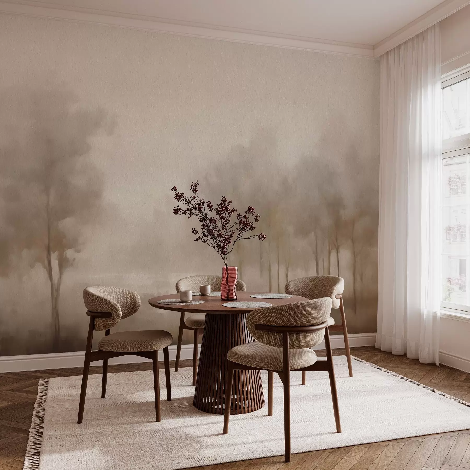 murales de pared Bosque abstracto con efecto sepia w03596