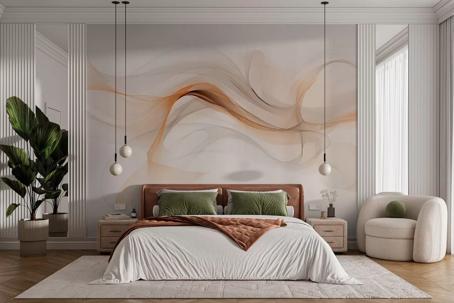 murales de pared Abstracción con ondas suaves w03609