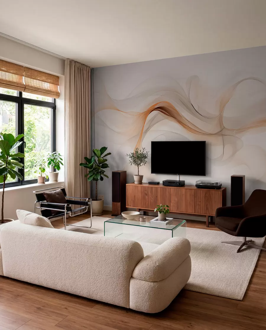 murales de pared Abstracción con ondas suaves w03609