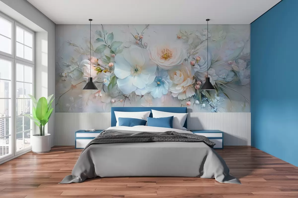 murales de pared arreglo floral al óleo w03618