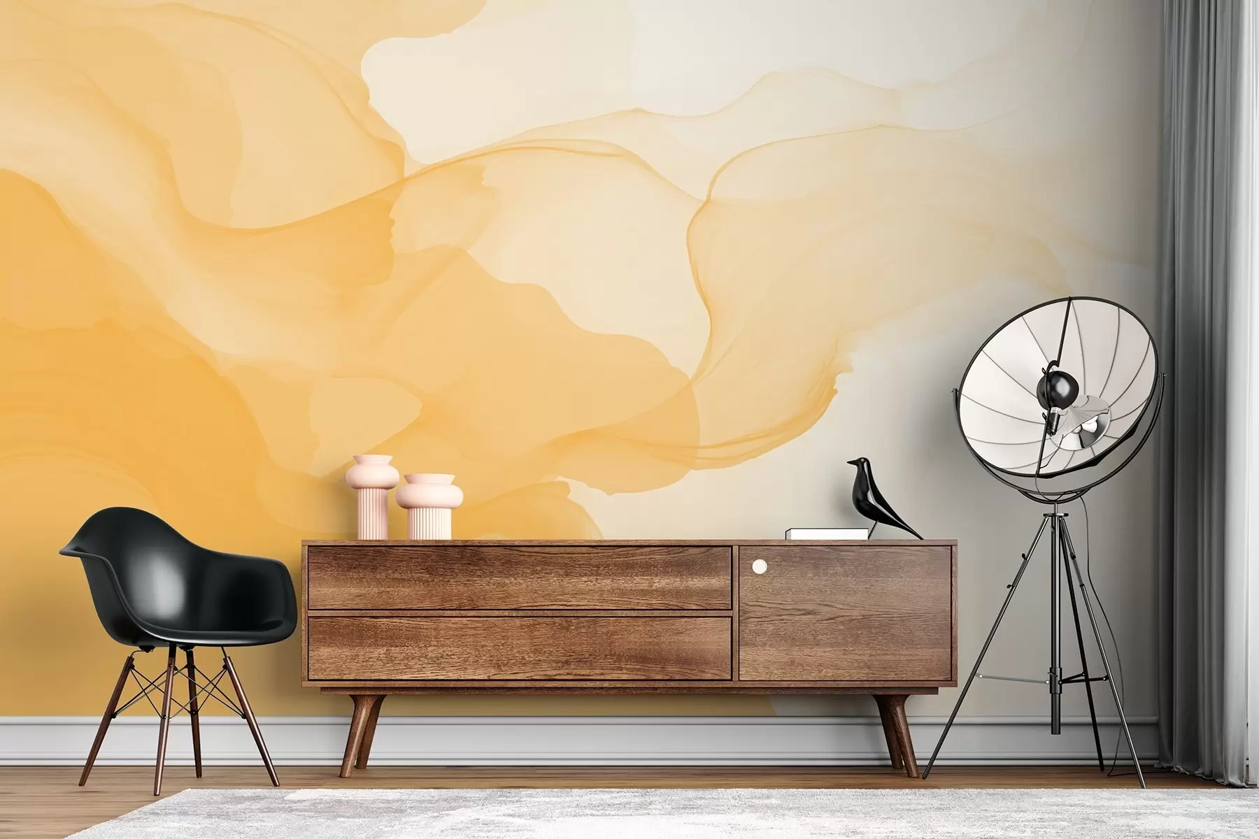 murales de pared Humo amarillo sobre fondo blanco w09026v1