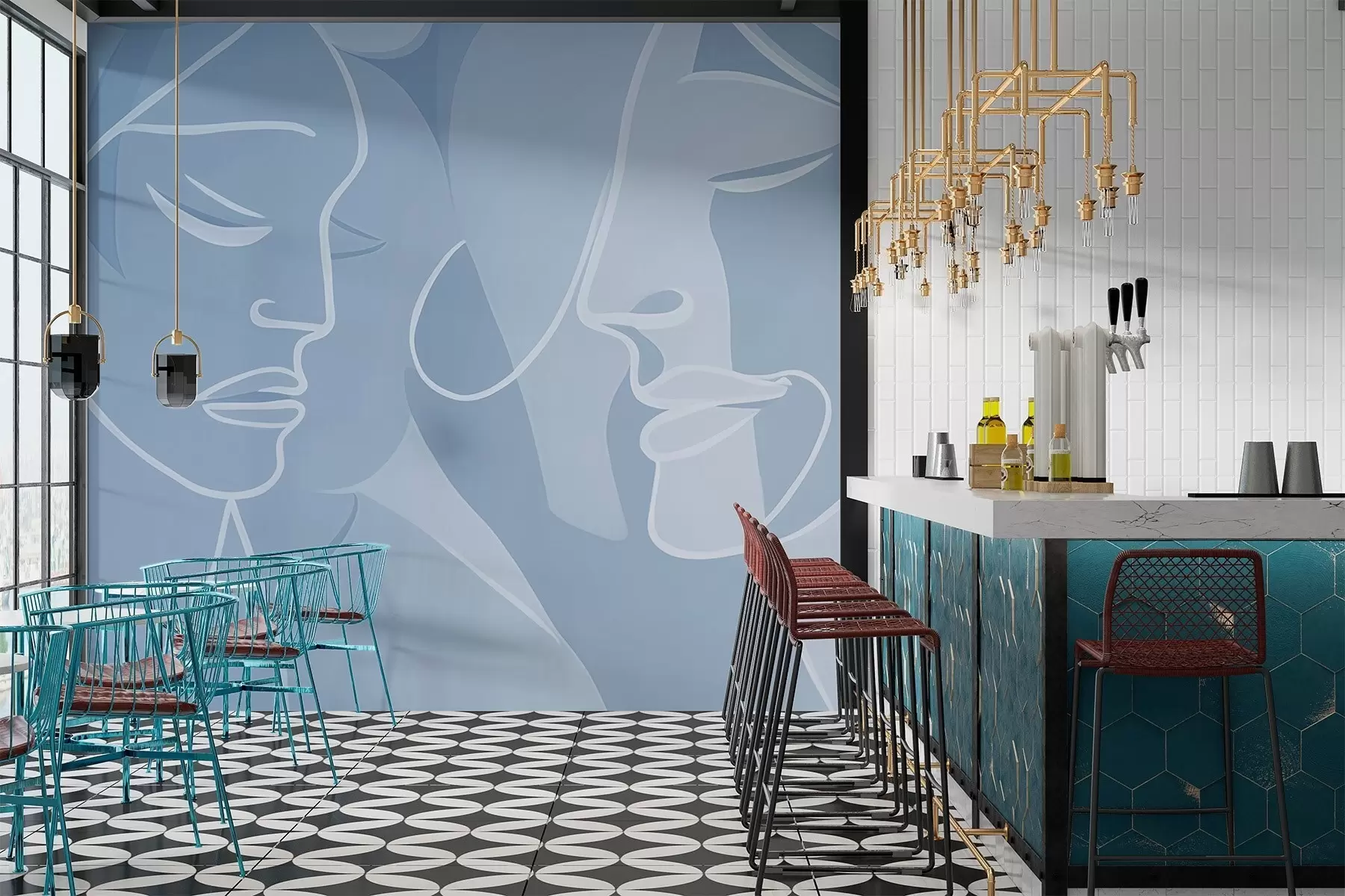 murales de pared Abstracción de rostros w03732v1