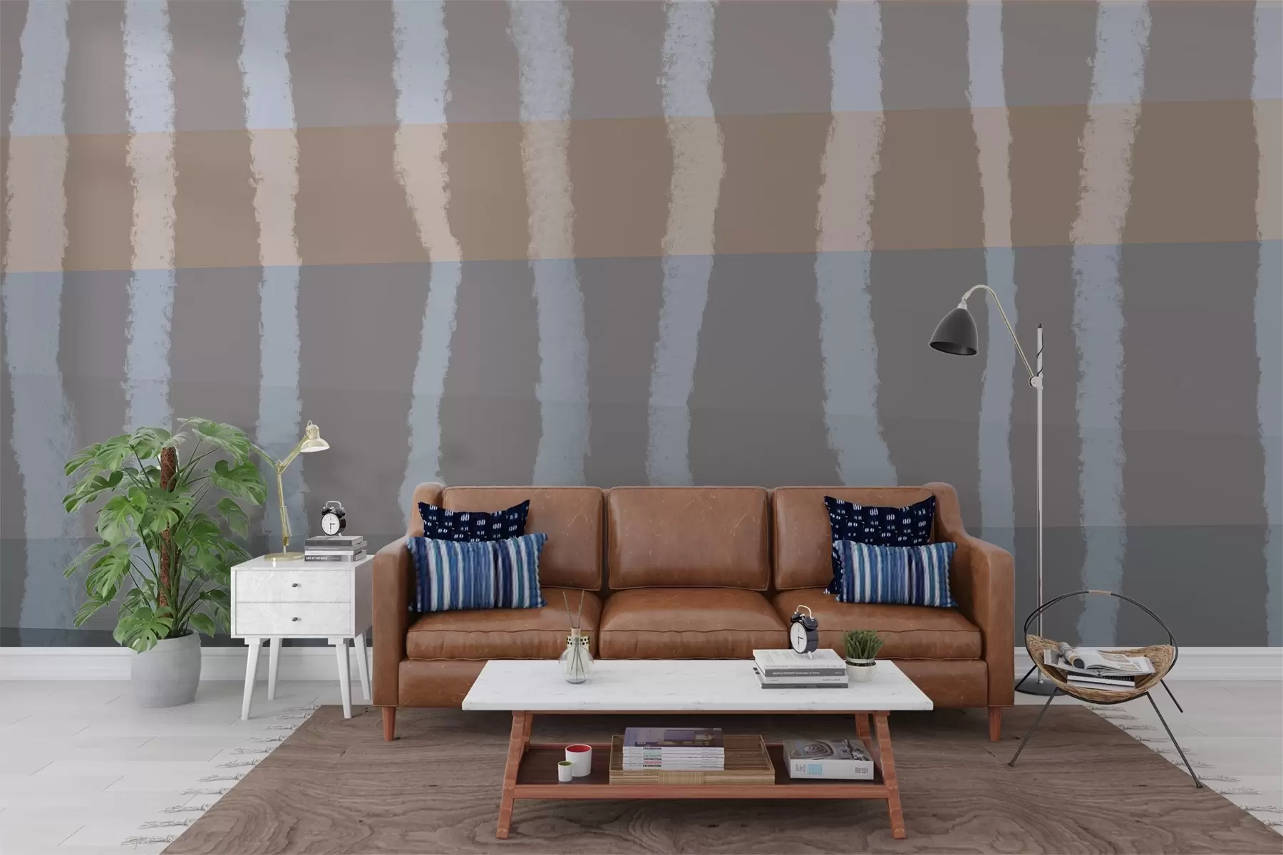 murales de pared Lines of Calm,Líneas verticales onduladas, patrón repetitivo, formas geométricas, gradación suave w03788v2