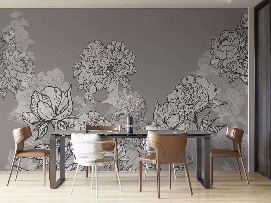 murales de pared Flores delgadas y frágiles w03792