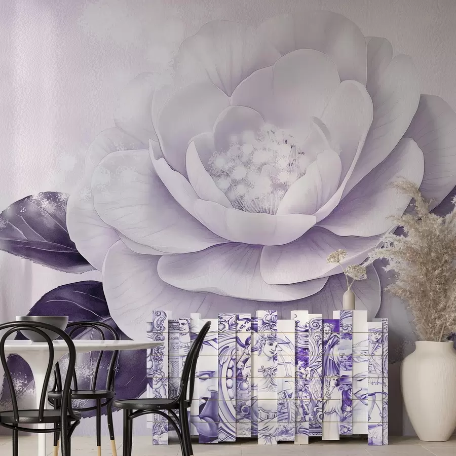 murales de pared Preciosa flor de peonía en tonos morados w03757v2