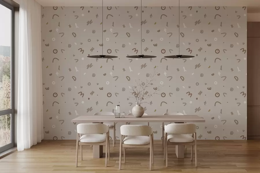 murales de pared Símbolos infantiles abstractos en paleta beige w03813