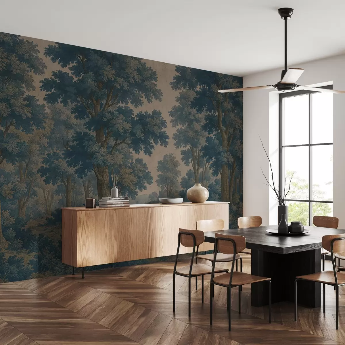 murales de pared Imagen moderna de un bosque en estilo grunge w03822