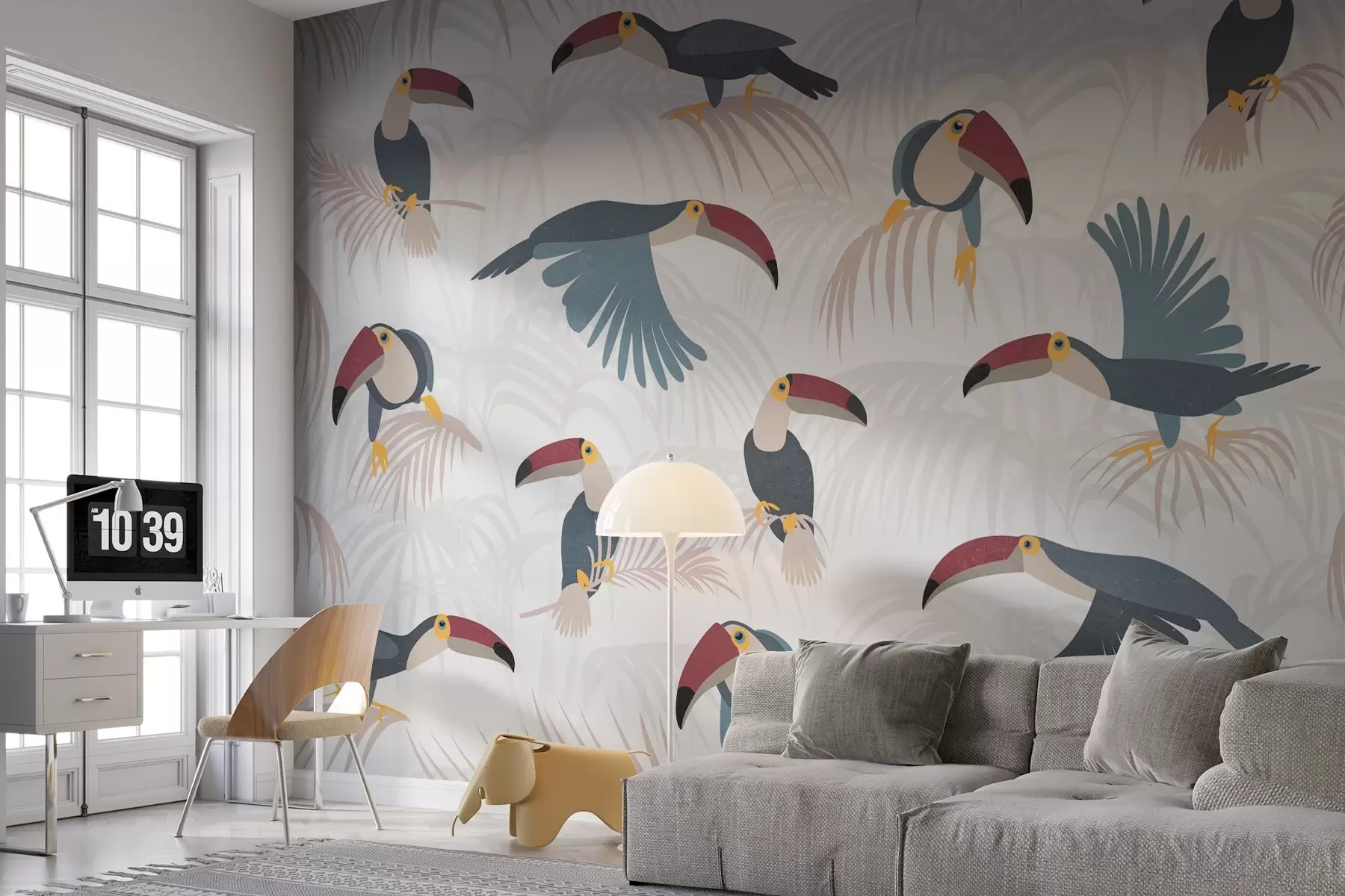 murales de pared Tucanes sobre hojas w03854v1