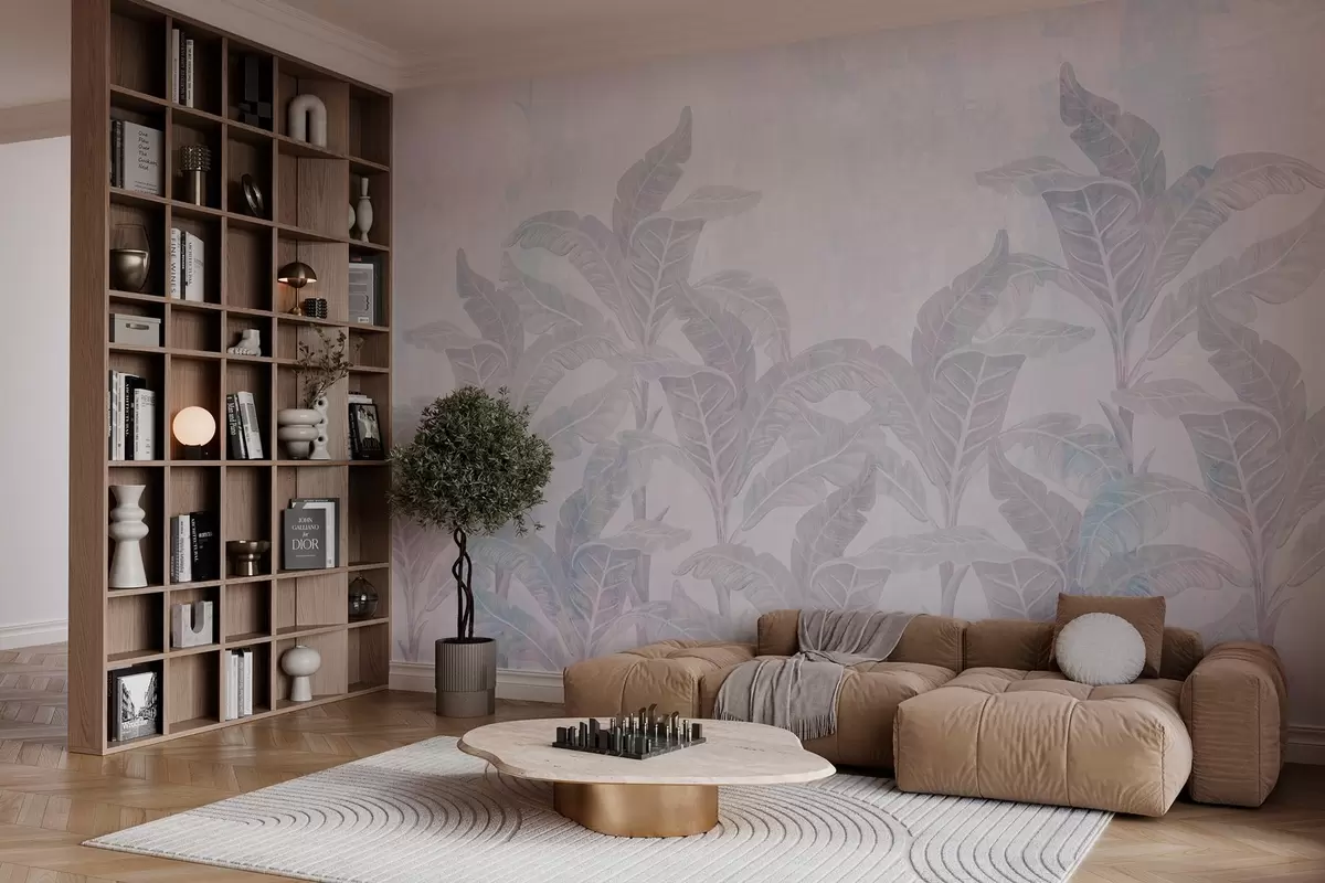 murales de pared palmeras en estilo retro texturizado w03768