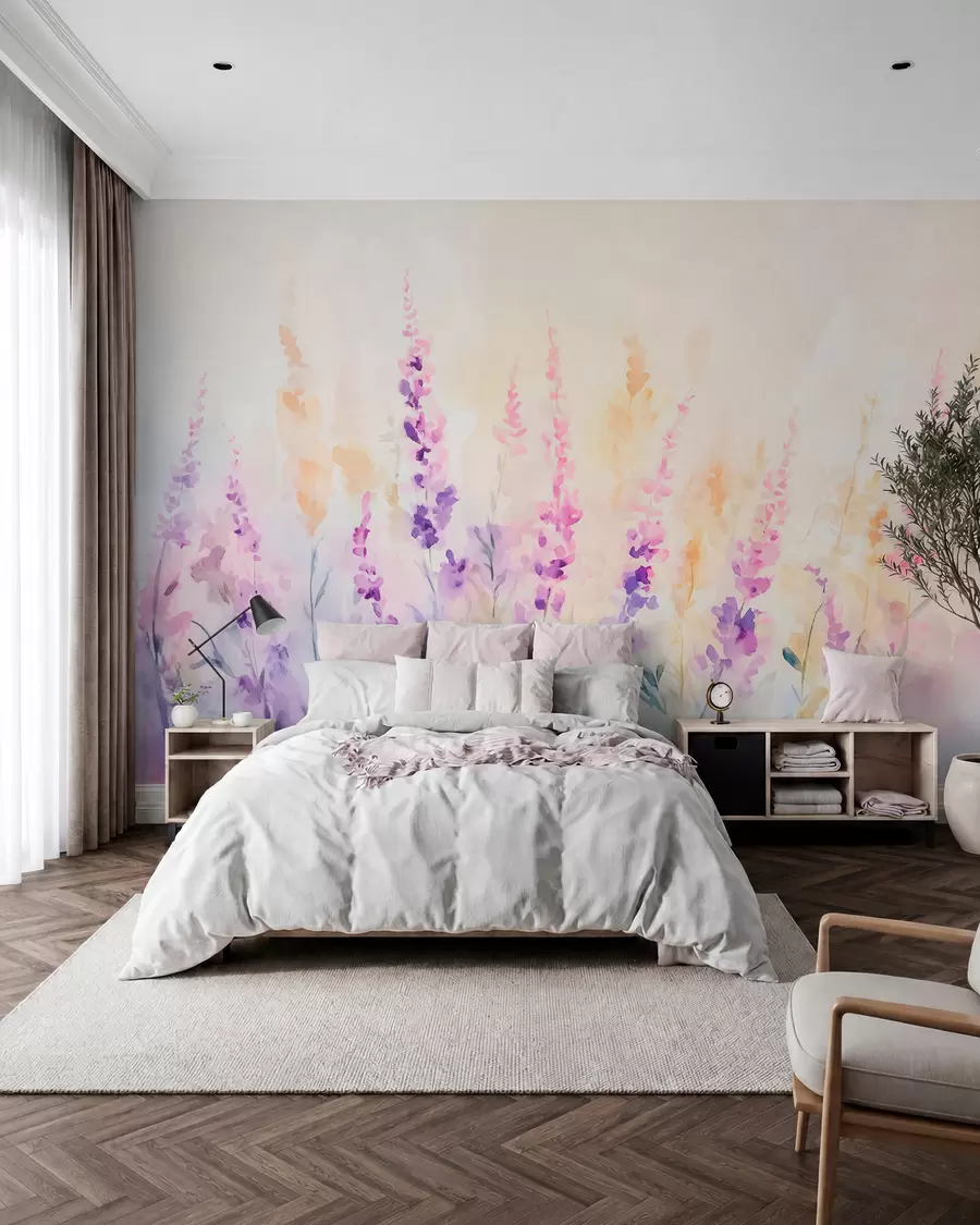 murales de pared Campo de lavanda vintage w09069