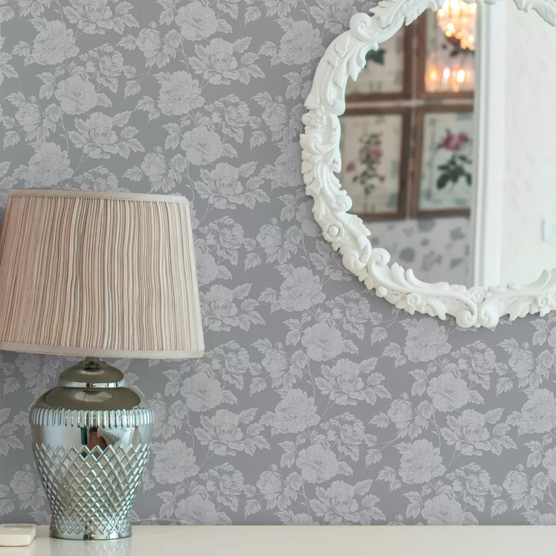 murales de pared Flores claras sobre fondo gris a00129v1