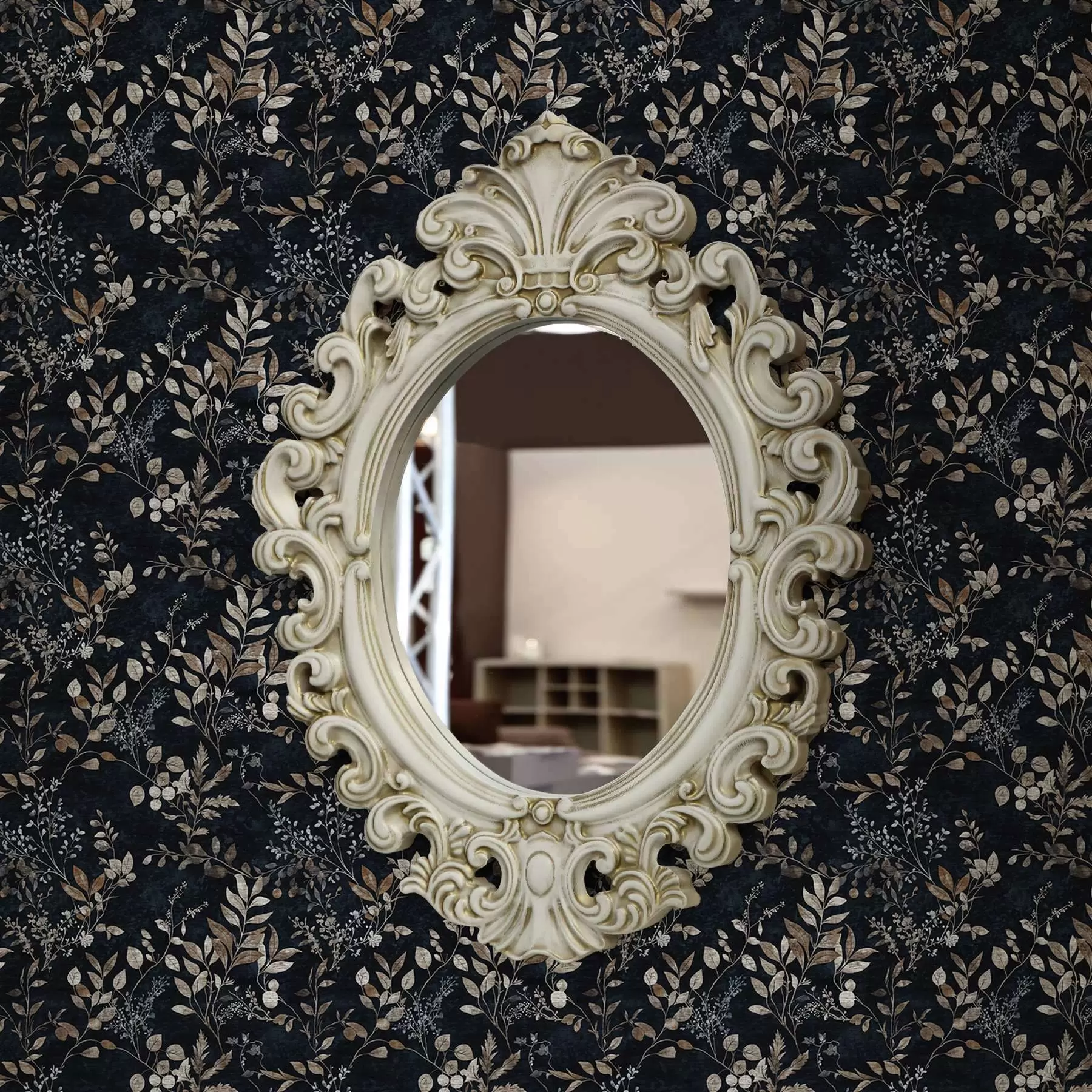 murales de pared Estampado floral clásico en colores claros sobre fondo oscuro a00166v2