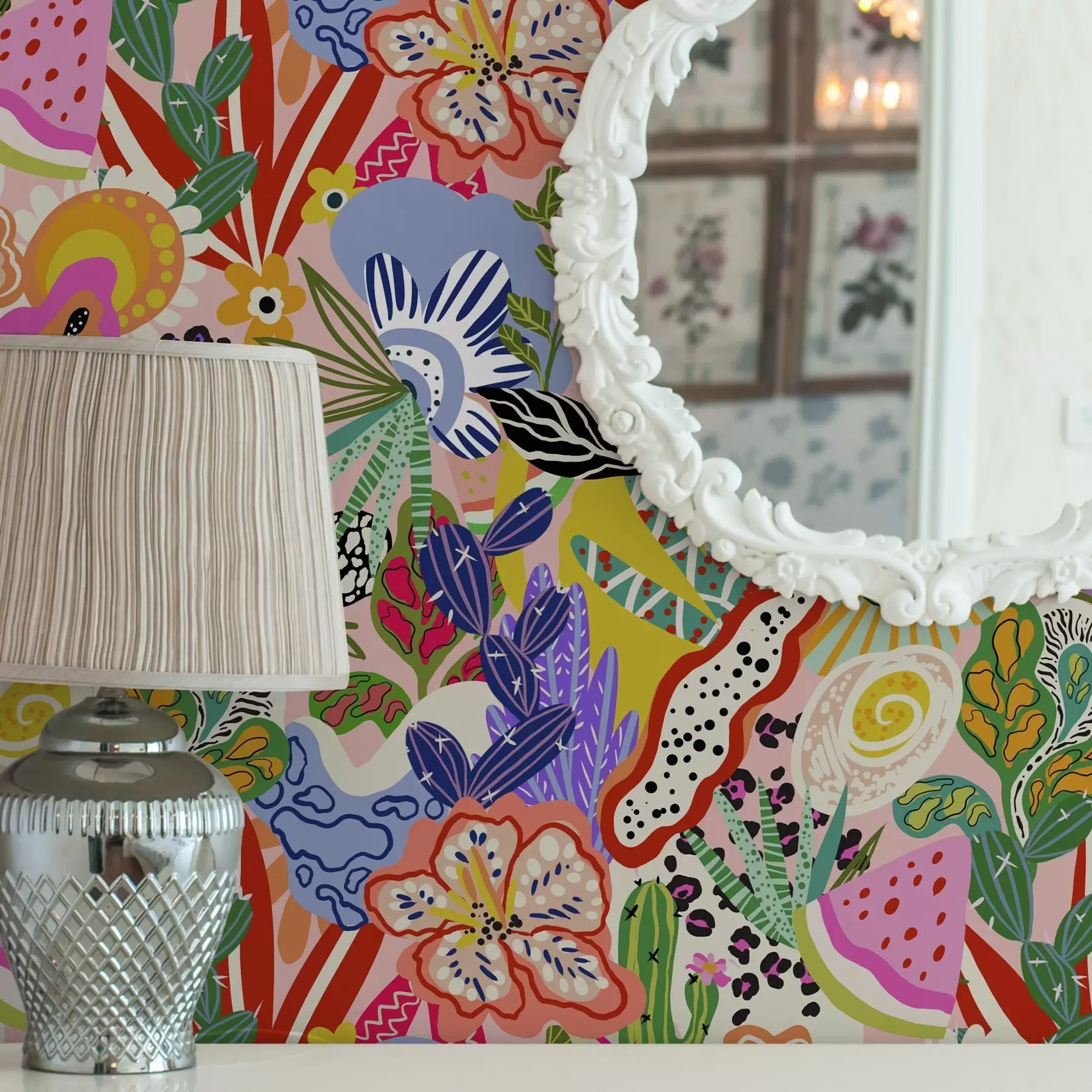 murales de pared Estampado floral abstracto de estilo pop art a00167