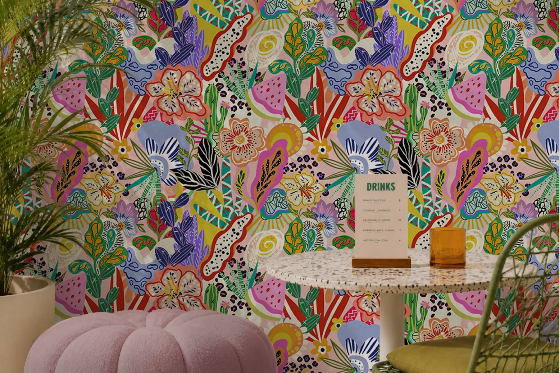 murales de pared Estampado floral abstracto de estilo pop art a00167