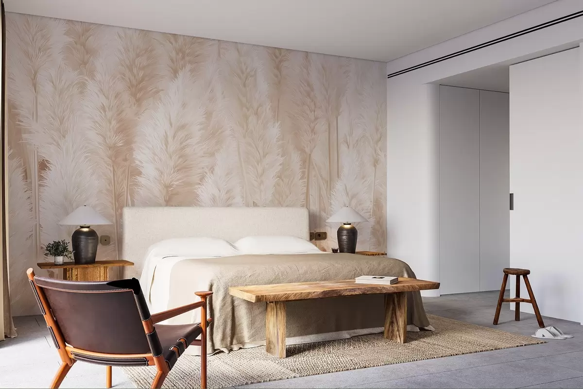 murales de pared Hierba de la Pampa en tonos beige w09126