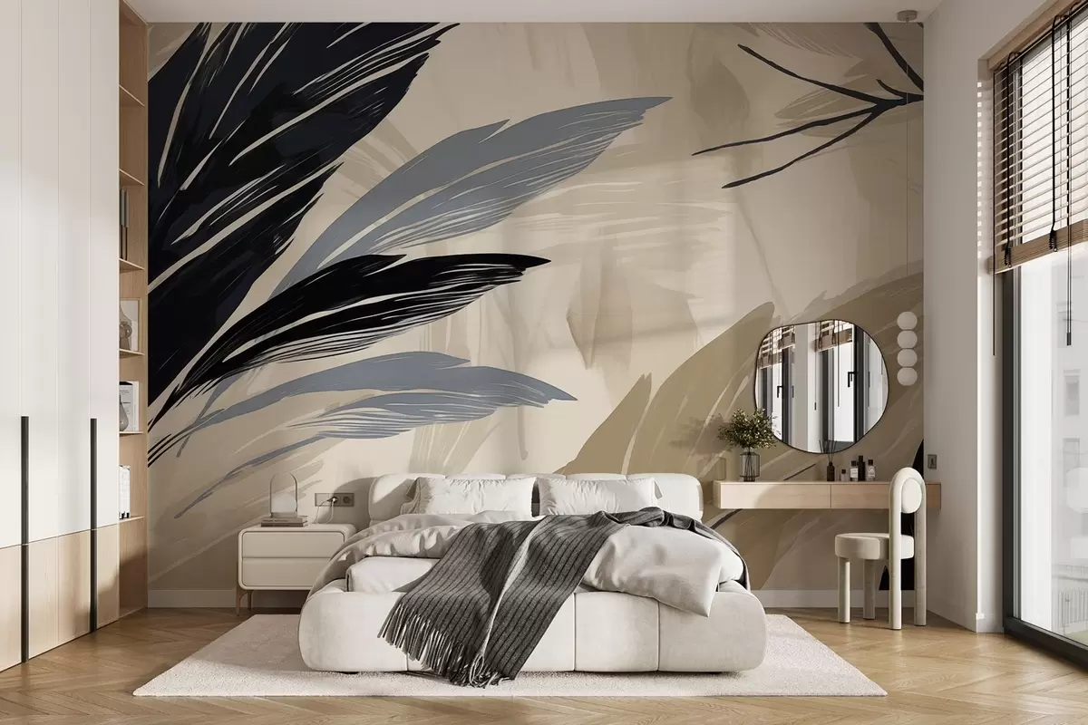murales de pared Plumas multicolores abstractas w04037v2