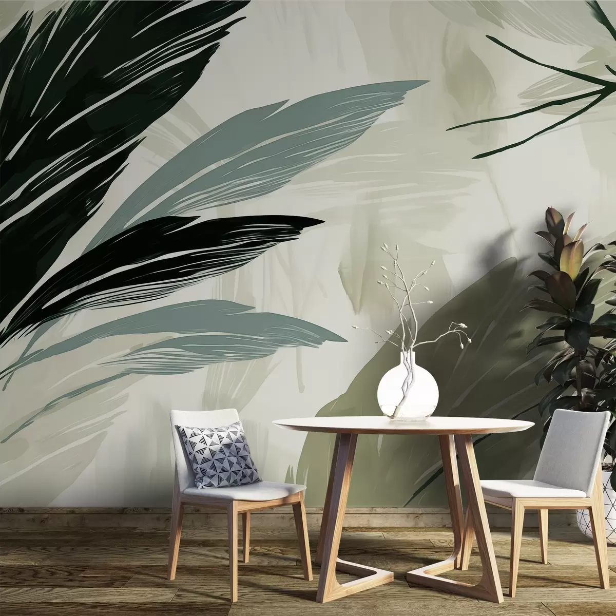 murales de pared Plumas multicolores abstractas w04037v3