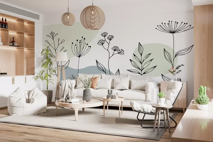 murales de pared Contorno floral boho w04080v1