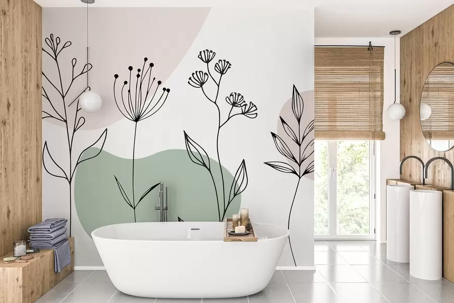 murales de pared Contorno floral boho w04080v2