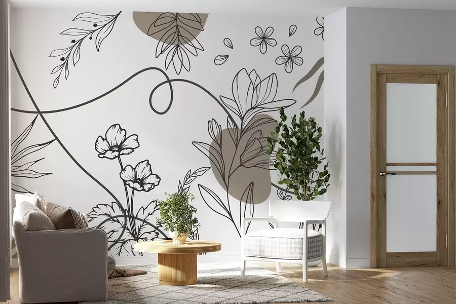 murales de pared Contorno floral boho w04082v2