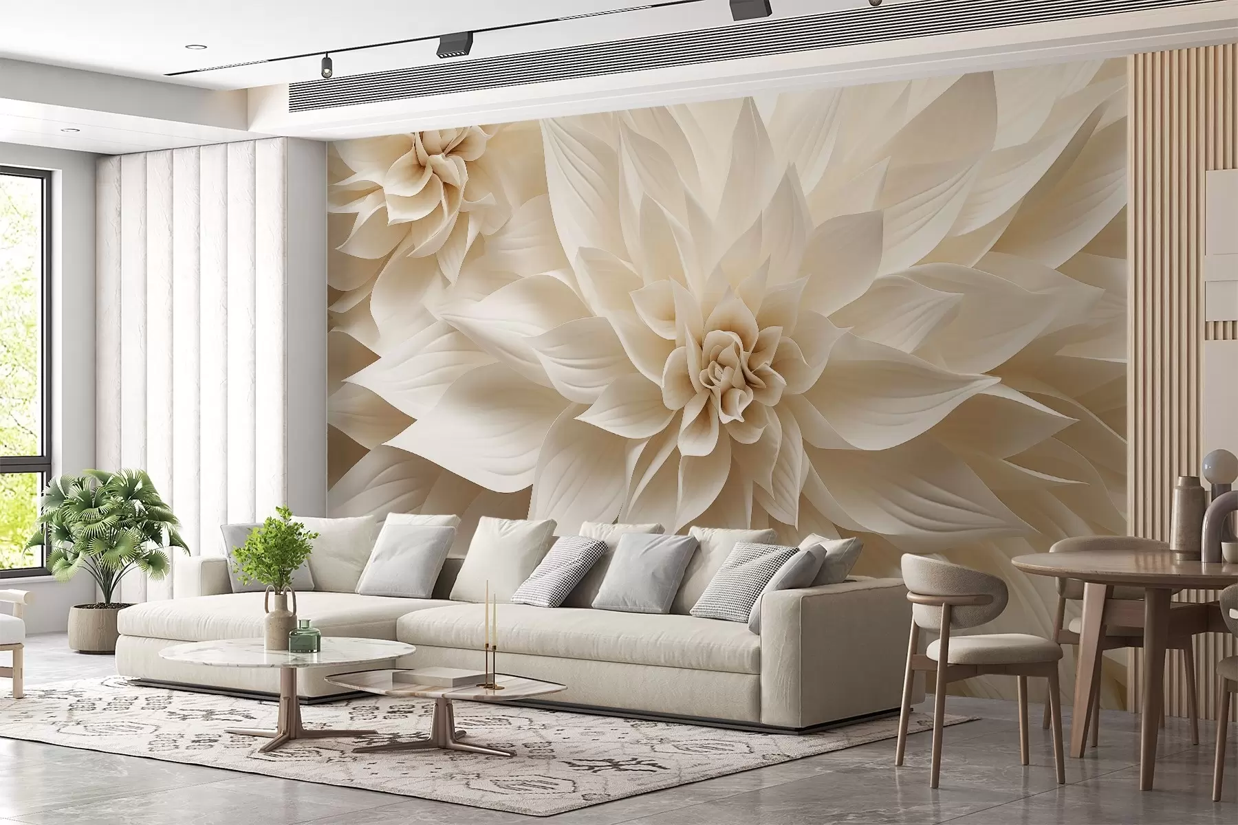 murales de pared Flores volumétricas w09173