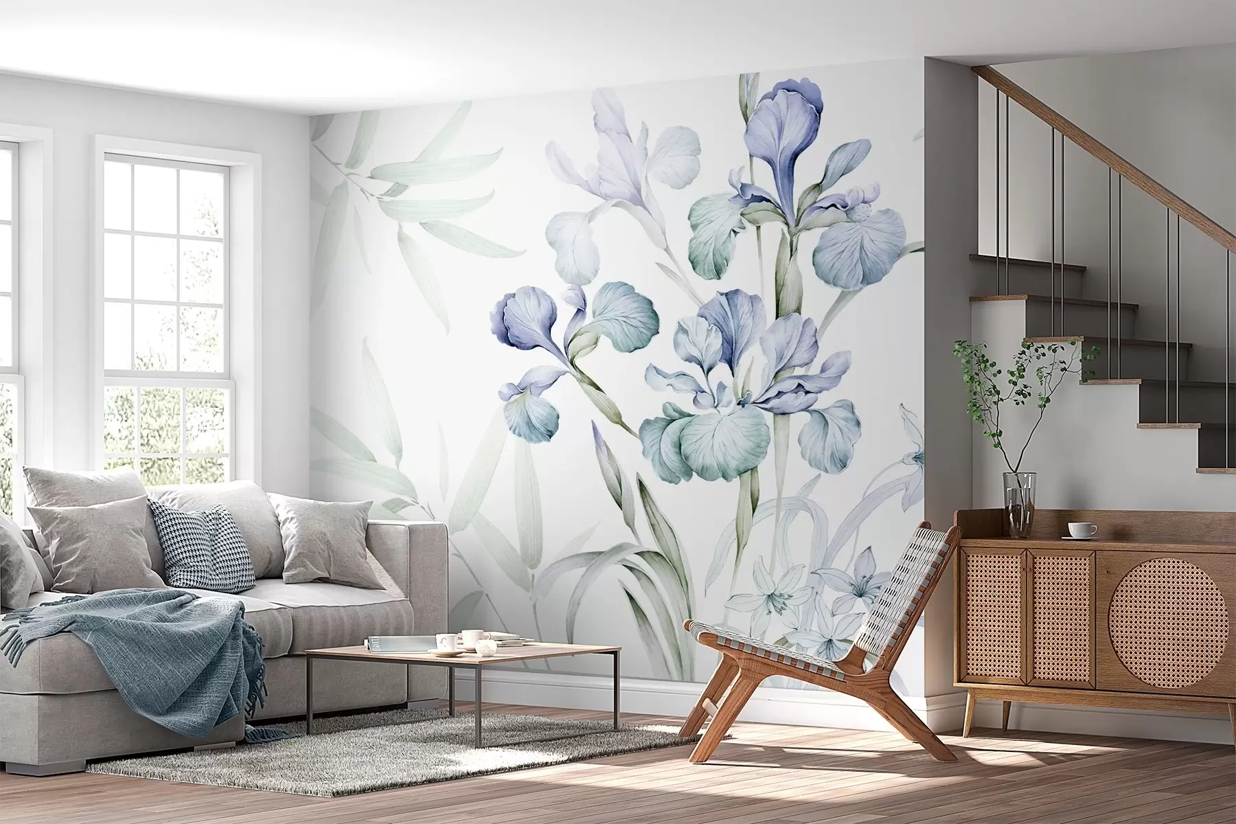 murales de pared Delicados iris imitación acuarela w03955