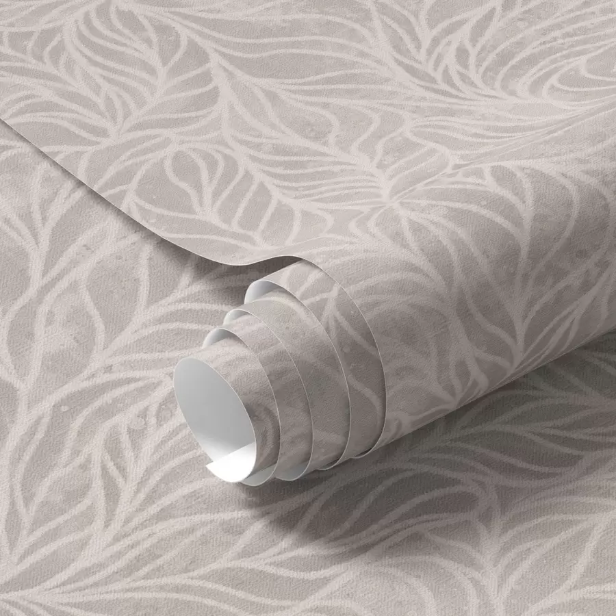 murales de pared Textura abstracta beige con suaves líneas de hojas a00179