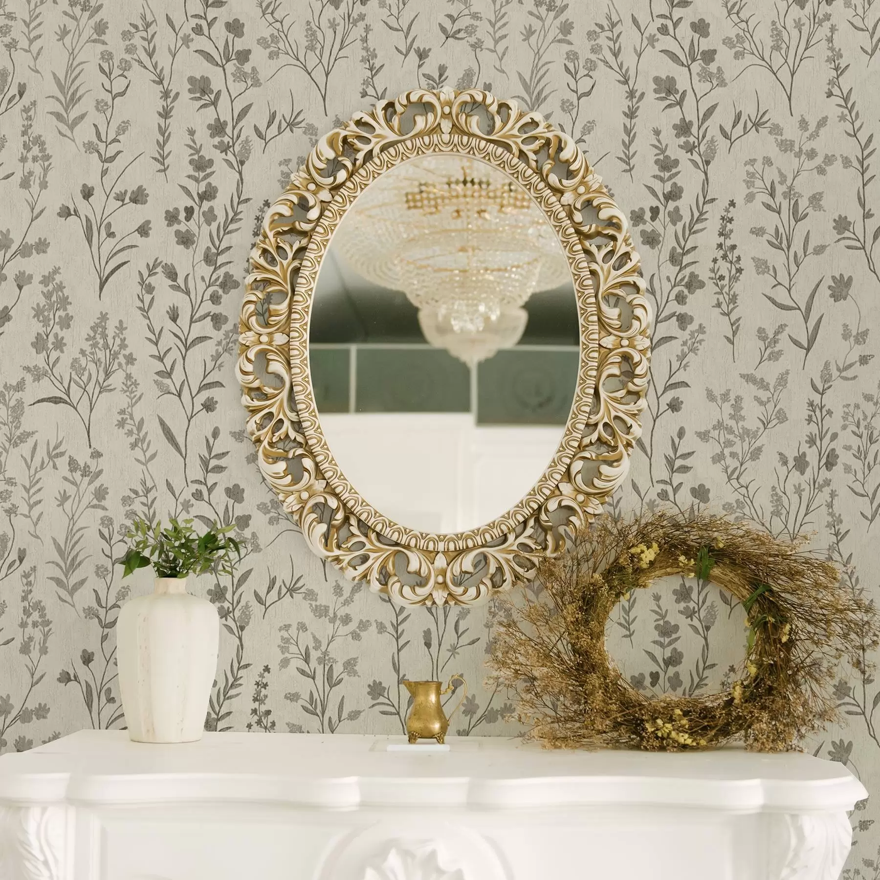 murales de pared Praderas monocromas de estilo vintage a00192