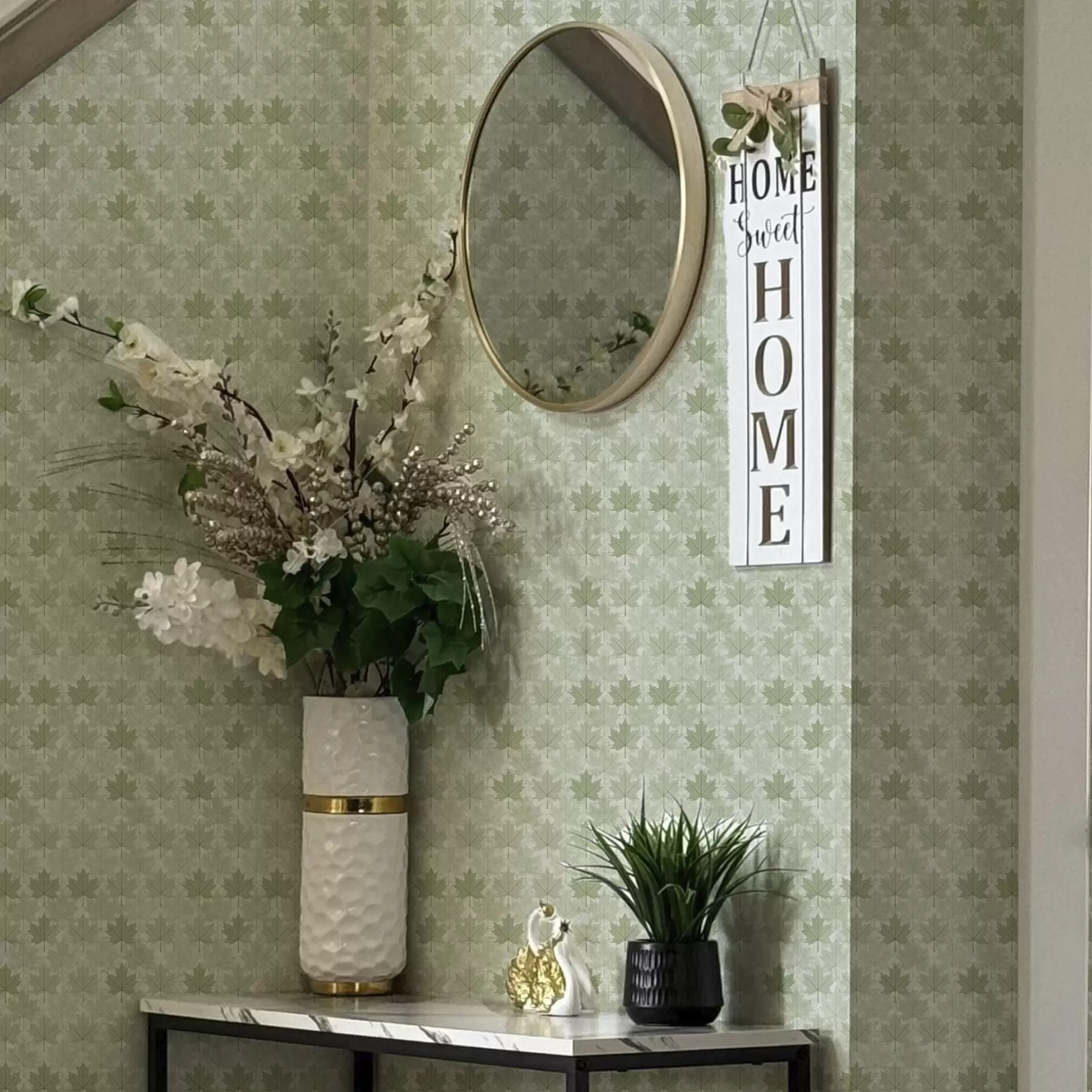 murales de pared Patrón luminoso con hojas de arce a00195