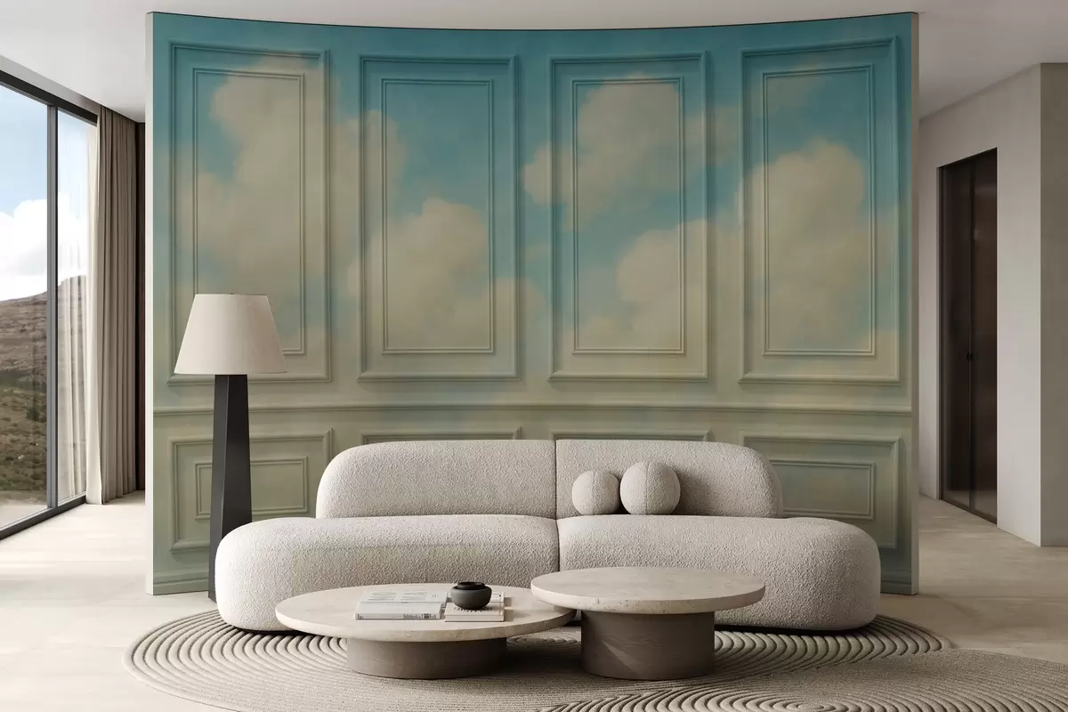 murales de pared Imitación de molduras con nubes aéreas w04110