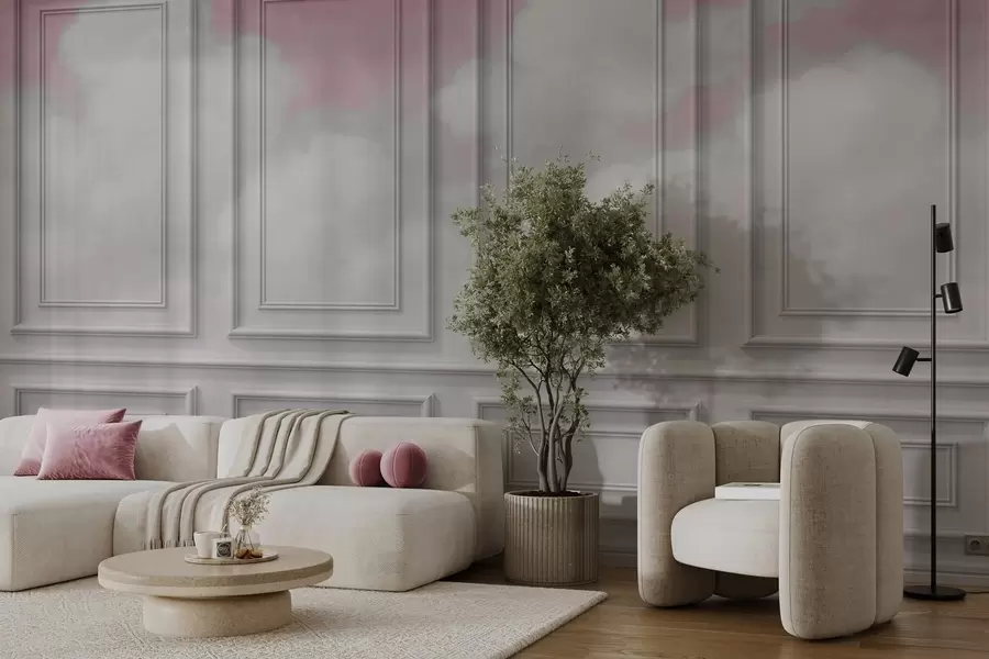 murales de pared Imitación de molduras con nubes aéreas w04110v2