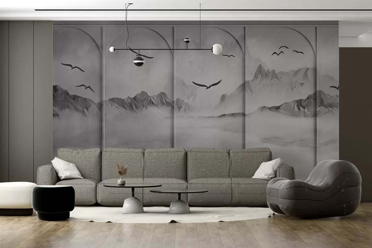 murales de pared Montañas a través de paneles w04134v2