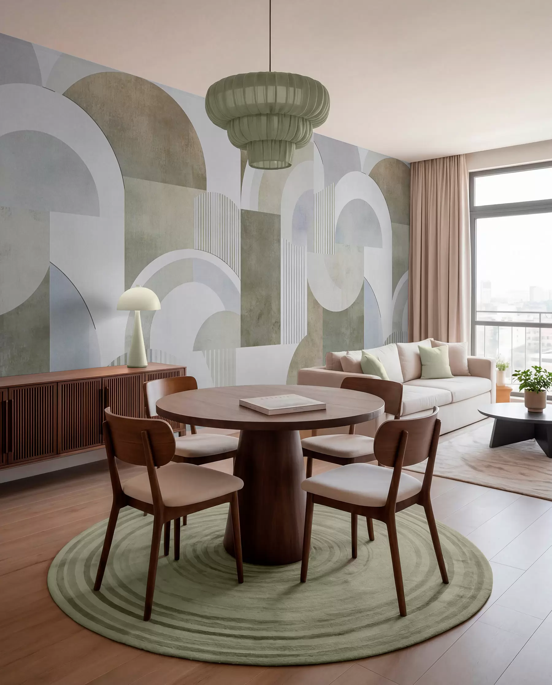 murales de pared Geometría abstracta de estilo art déco con efecto retro w04079