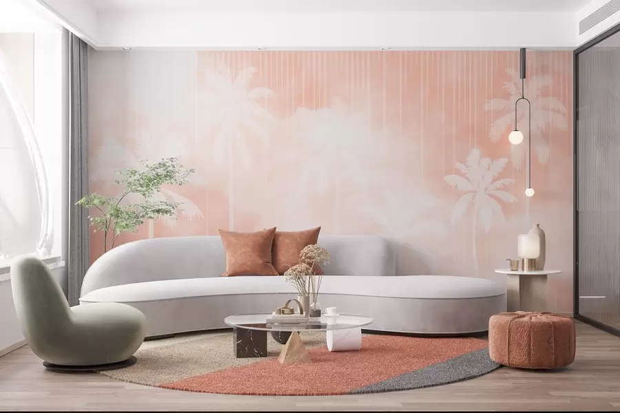 murales de pared Niebla con palmeras w04180