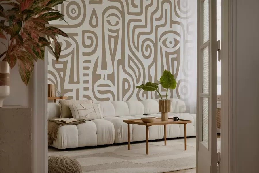 murales de pared Detalles faciales estilizados w04186v2