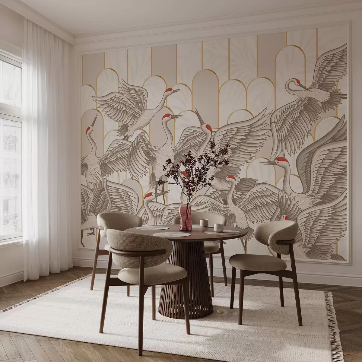 murales de pared Pájaros y arcos antiguos w04193