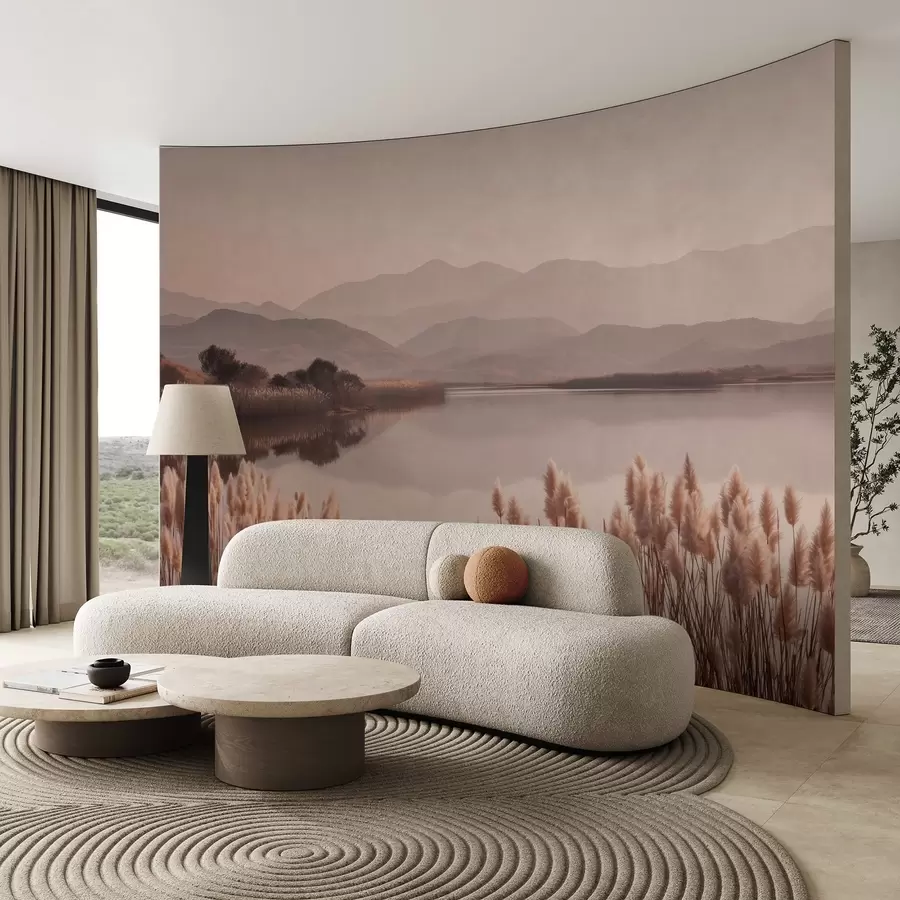 murales de pared vista del lago con juncos w04207