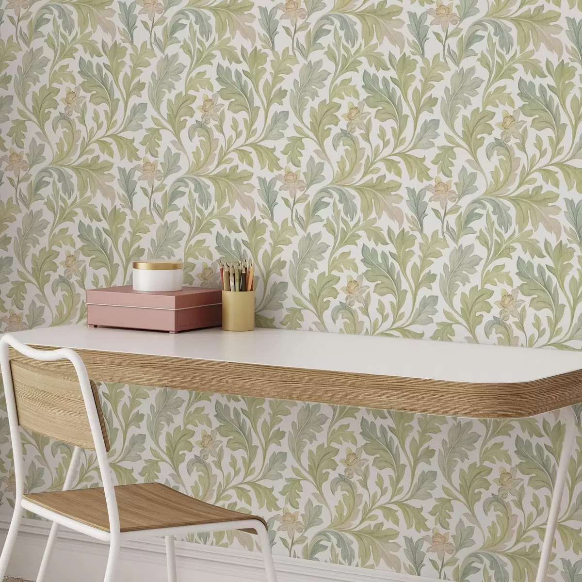 Papel pintado Adorno floral vintage sobre fondo blanco a00277v2