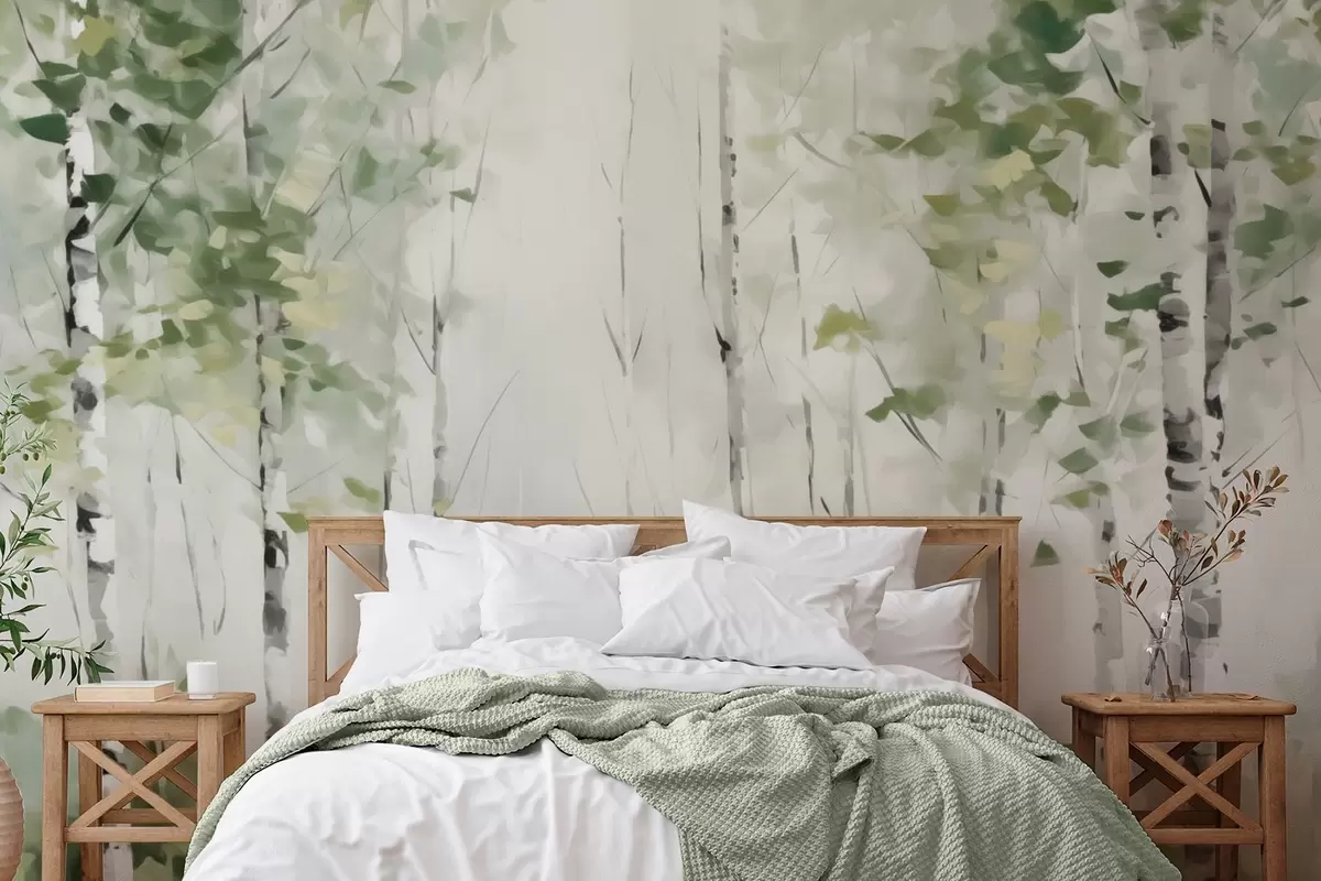 murales de pared Pintura imitación bosque caducifolio w04234