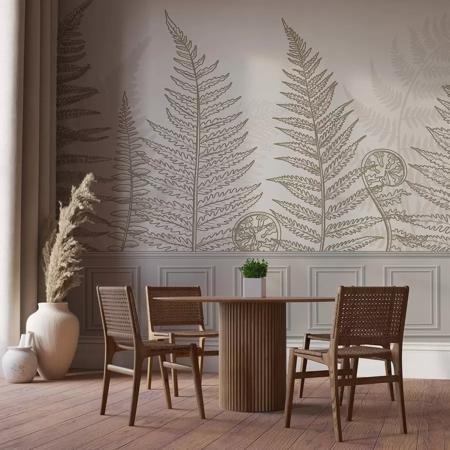 murales de pared hojas, plantas, helecho, luz, botánico, gráfico w04239v2